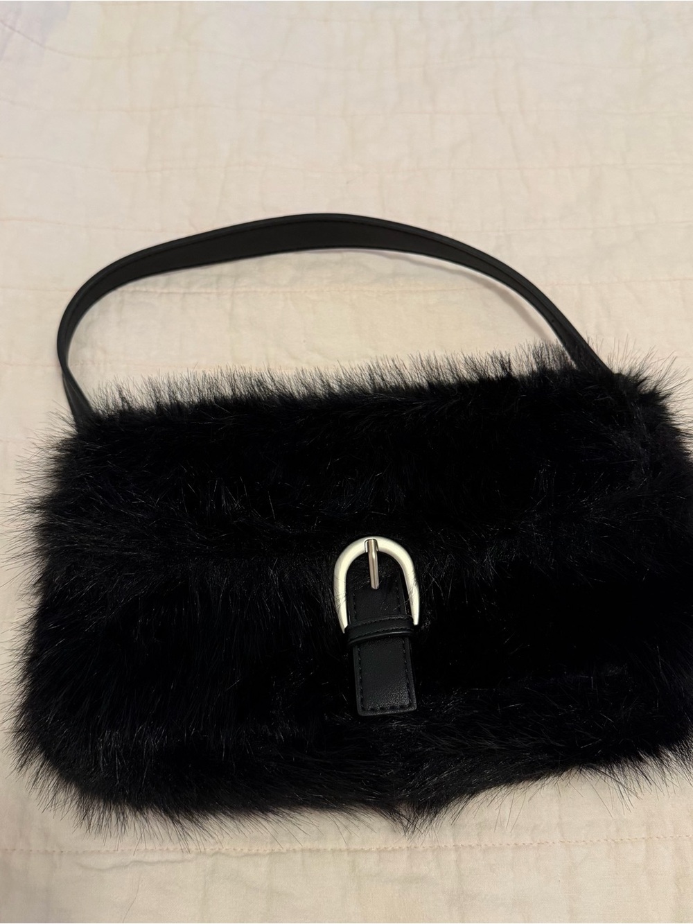 BCBG Faux Fur Black Bag